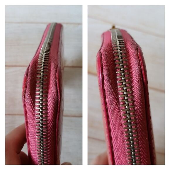 Authentic Louis Vuitton Logo Vernis Zippy Long Wallet Red Orange Pink - Picture 15 of 16